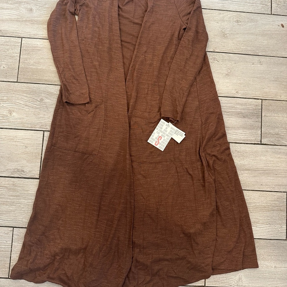 Lularoe Brown Long Cardigan Sarah duster size small brand new with tags